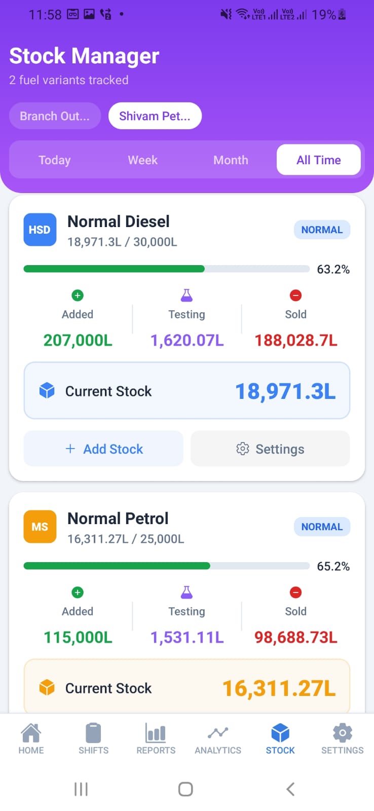 fuel stock tracking system