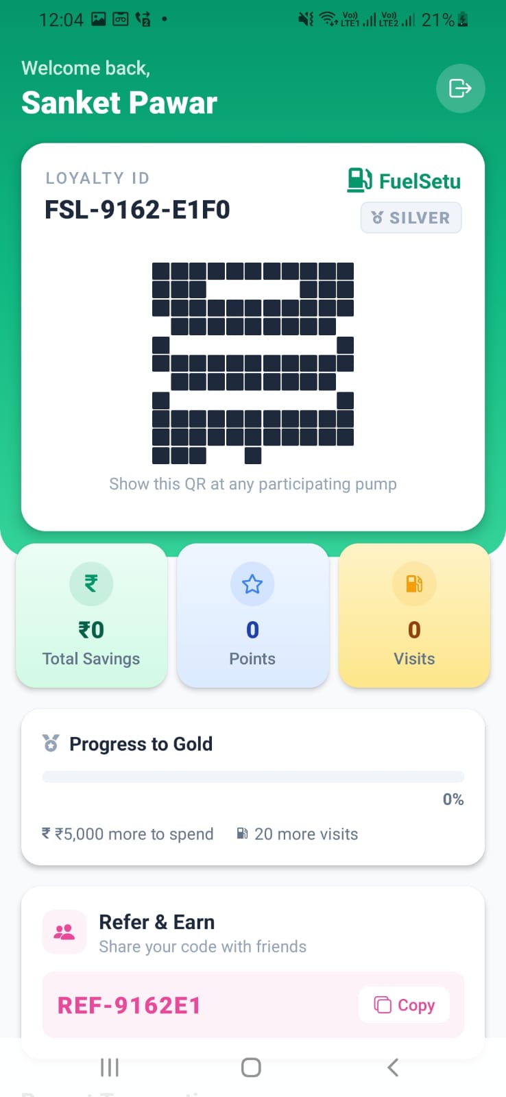 petrol pump customer loyalty app