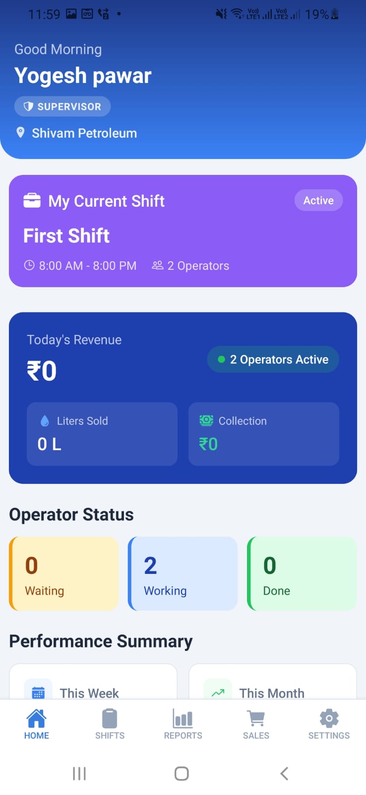 petrol pump supervisor dashboard software